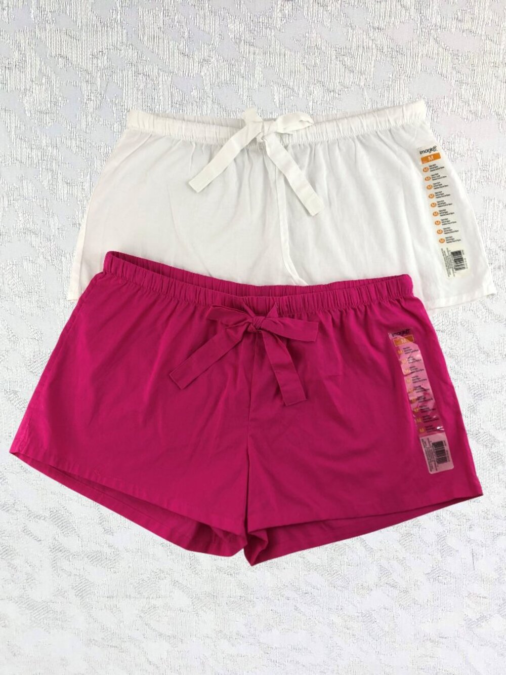 Imagin8 Pajama Shorts Set (2) Vibrant Pink + White Cotton Sleep Lounge Sz M NWT